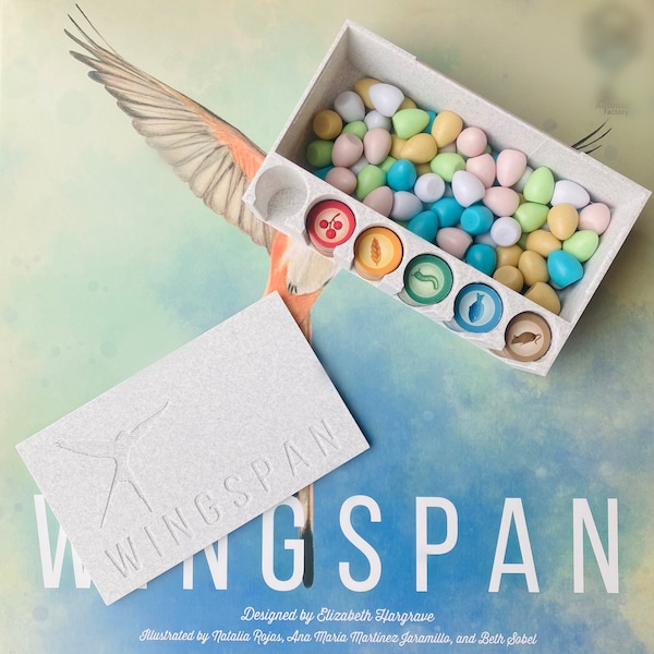 Wingspan Food + Egg Organizer + Owl First Player Token Upgrade + Display Baskets + Birdhouse Action Tokens