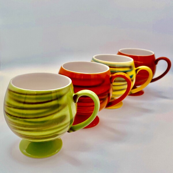 MCM Porcelain Pedestal Mugs Stamped “Japan” Set of 4