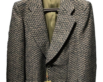 Chaqueta vintage de tweed verde pura lana de los 70/Made in Italy/Por Mabro/Chaqueta verde espiga de los 70/Made in Italy/Lana