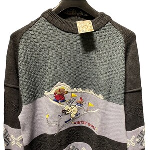 Vintage 80s Il Granchio gray wool sweater with deadstock embroidery Made in Italy