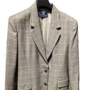 80s vintage pure wool beieg/Prince of Wales / jacket/Made in Italy/By Salvadori /80s beige checked jacket/Made in Italy/Wool