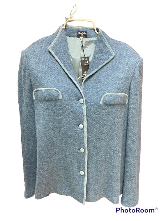 80s Vintage Pure Wool Sky/pastel/blue/jacket /tweed/made in Italy