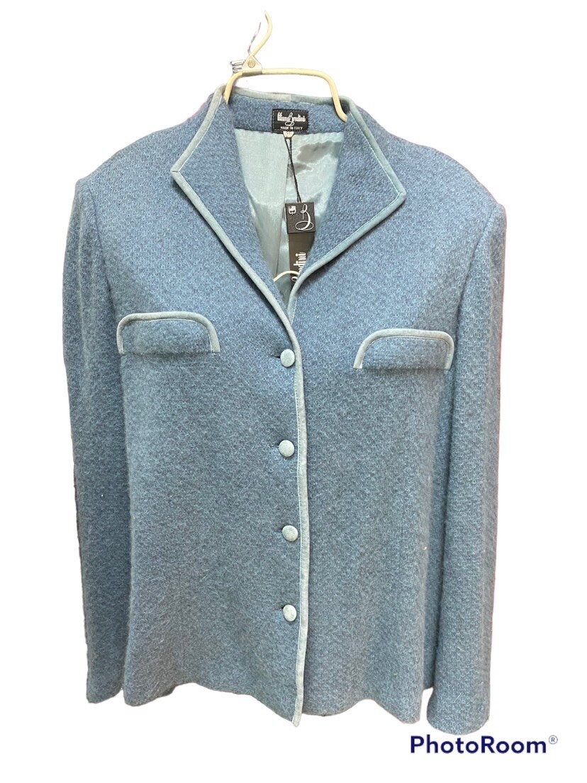 80s Vintage Pure Wool Sky/pastel/blue/jacket /tweed/made in