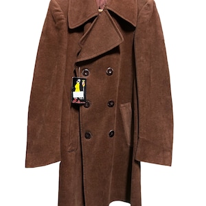 Early 70s vintage brown double-breasted/coat/jacket/deadstock/by Lobram/brown double-breasted coat early 70s/Made in Italy