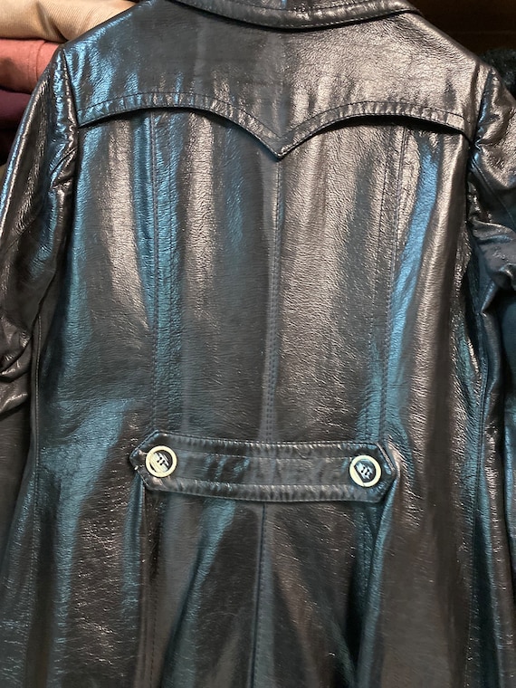 70s vintage leather black double-breasted/coat/ja… - image 7