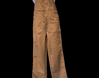 Vintage 70s Mac Donald /deadstock/brown denim bib shorts/dungarees/Flared pants/Diagonal pockets/70s brown bib shorts/pockets