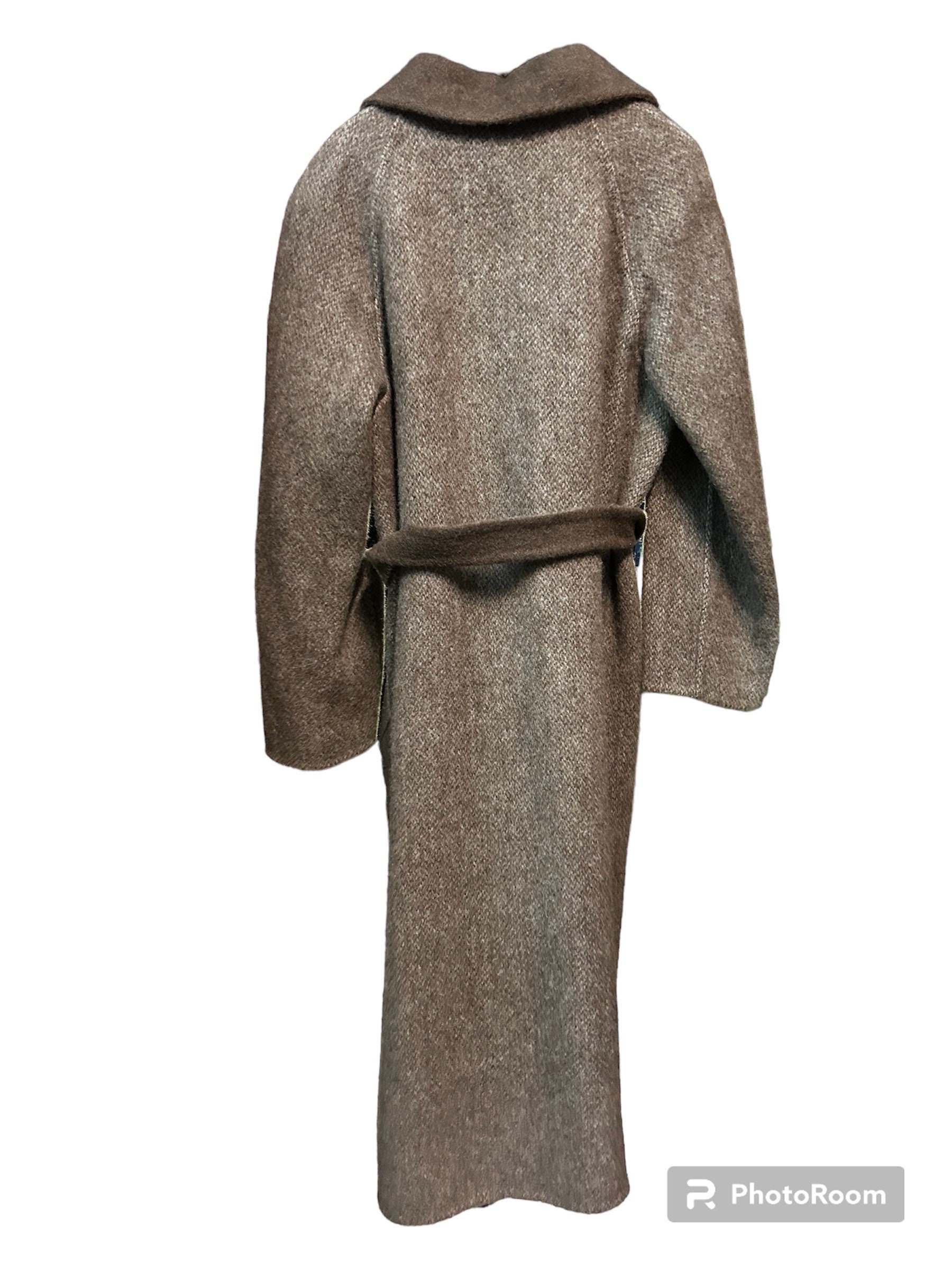 70s Vintage Coat Brown Tweed/handmade/wool/double-face