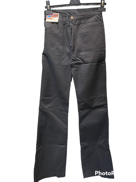 Vintage 70s Flared Black Jeans Fabric/high Waist/ufo/pantaloni
