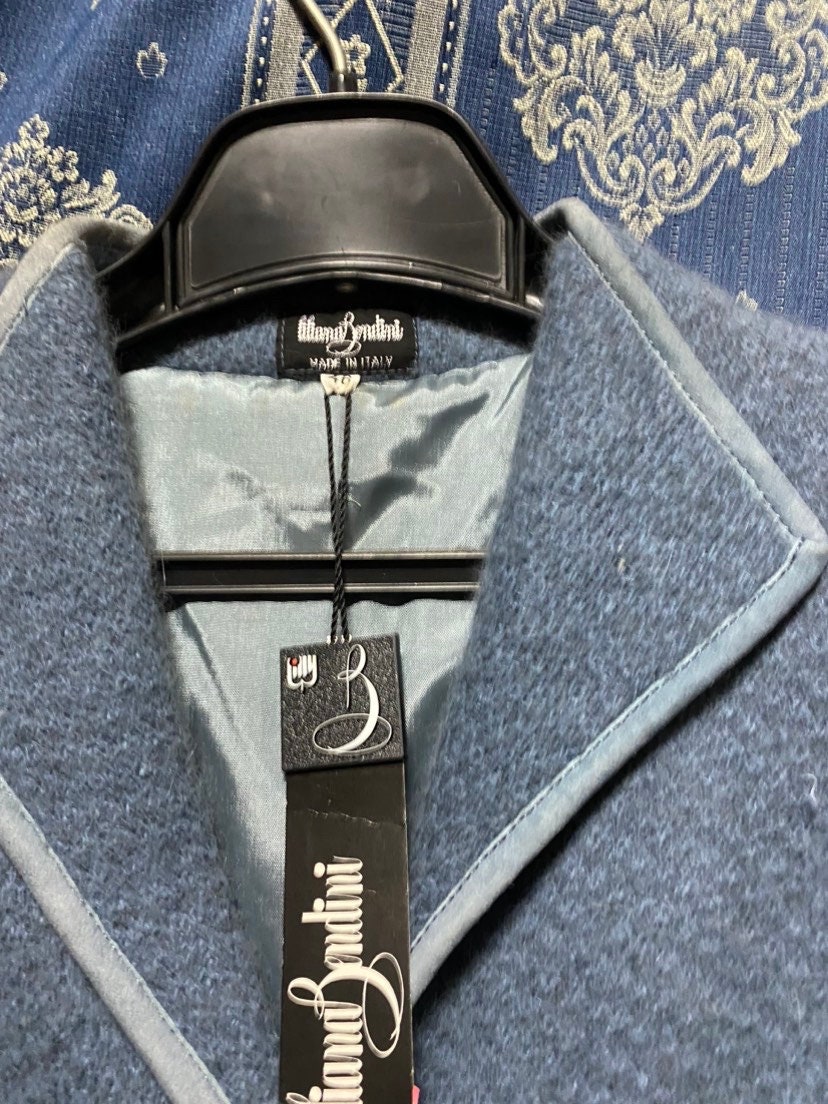 80s Vintage Pure Wool Sky/pastel/blue/jacket /tweed/made in Italy