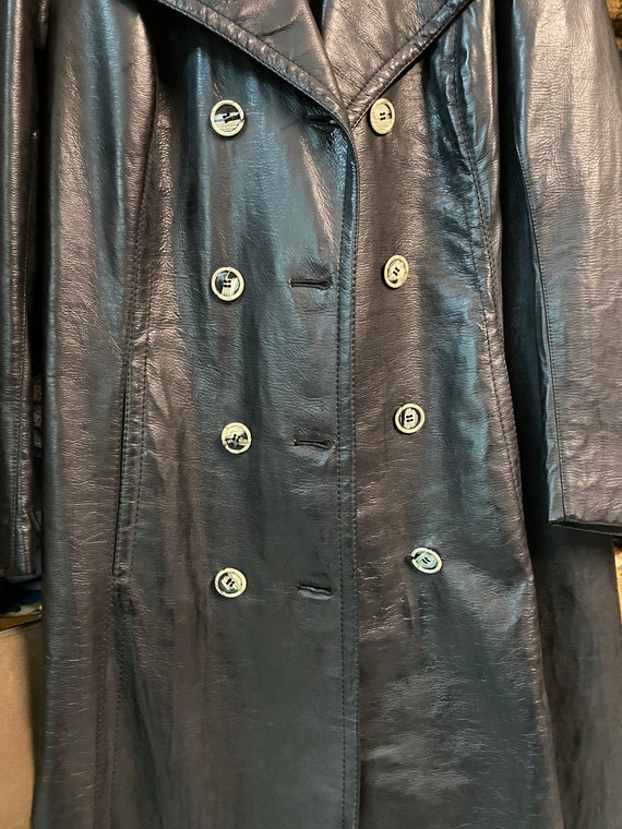 70s vintage leather black double-breasted/coat/ja… - image 6
