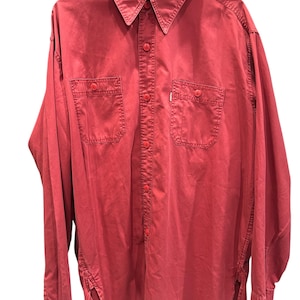 Levi&#39;s Vintage Red Cotton Long Sleeve Shirt 90s - Size XL