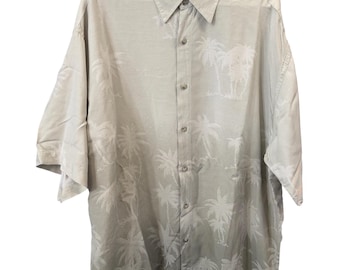 Camicia hawaiana Pierre Cardin grigia sfumata palme Aloha vintage anni '90 / Aloha Wear / Camicia Rockabilly / Made in Korea Taglia XL