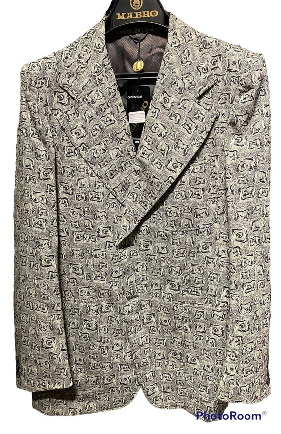 70s Vintage Pure Wool Gray and Black Ascot Jacket/made in