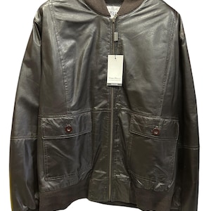 80s vintage leather brown jacket /biker/jacket/gioccotto marrone in pelle anni 80/made in Italy/deadstock - size L