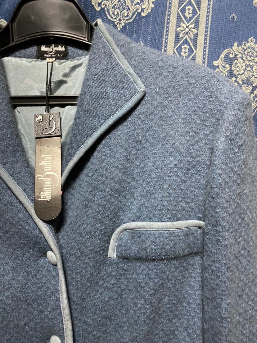 80s Vintage Pure Wool Sky/pastel/blue/jacket /tweed/made in Italy