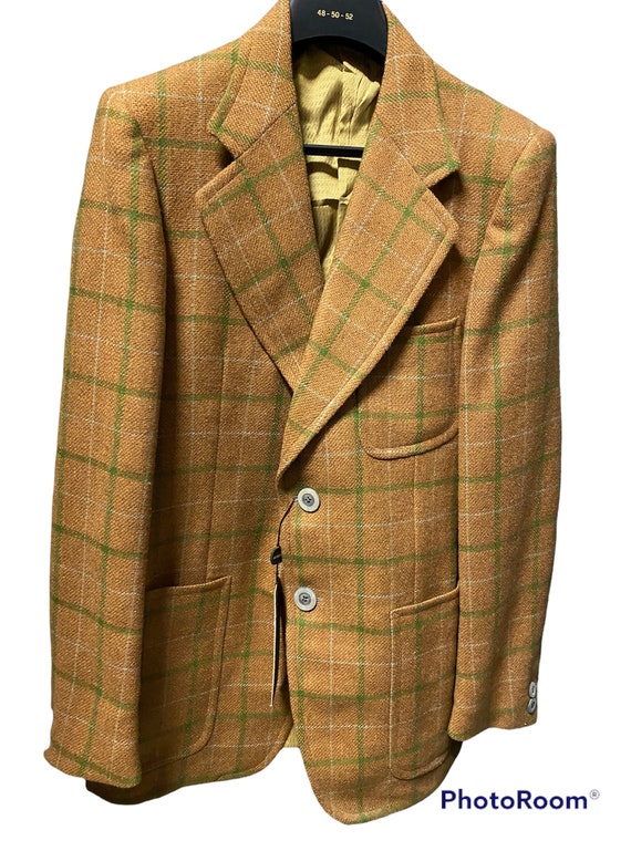 70s vintage pure wool brown and green tartan jack… - image 1