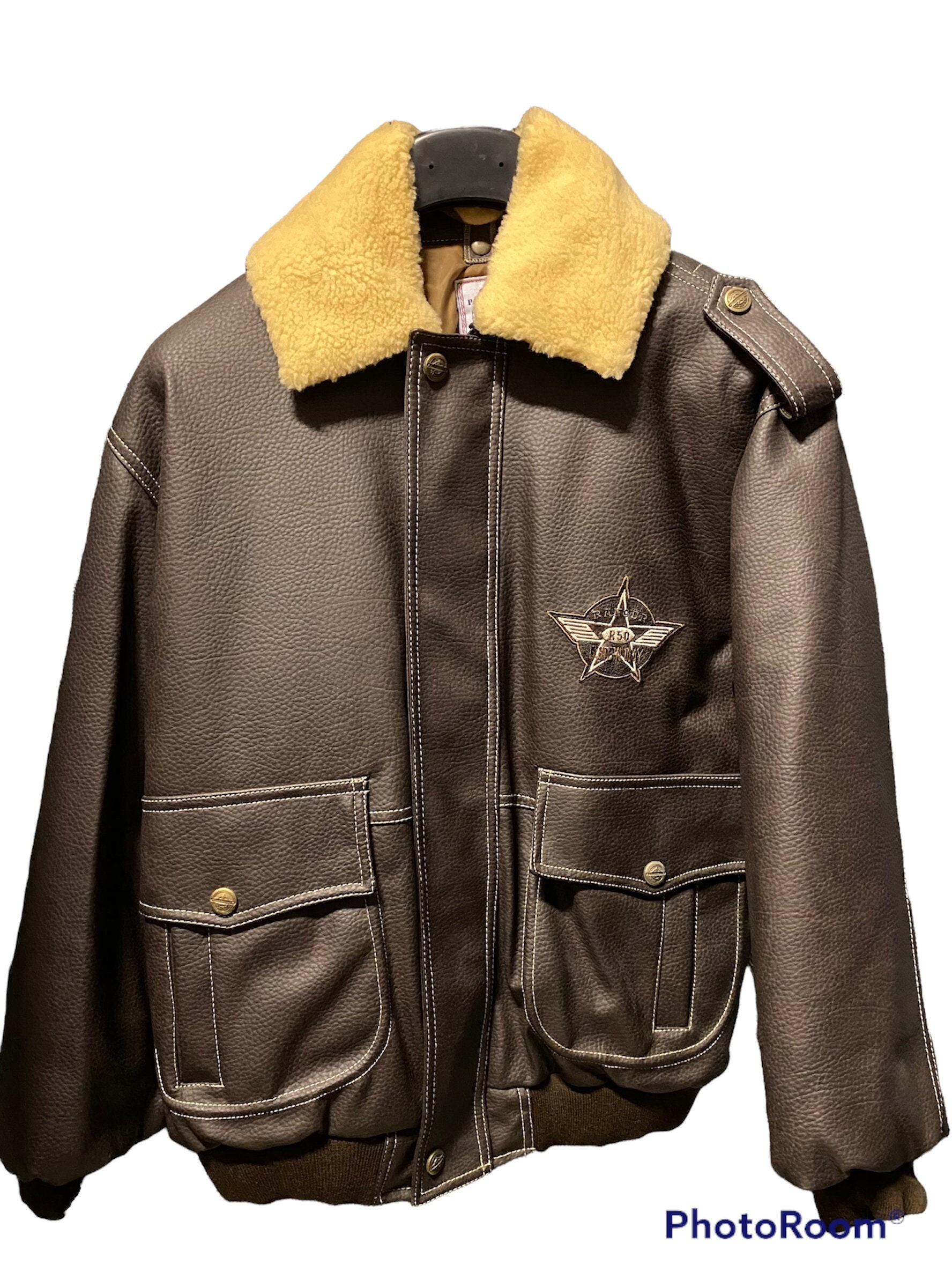 Bomber Jacket Aviator Vintage 80s Eco-leather Brown - Etsy