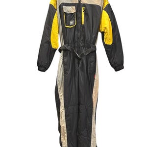 Mc Ross Vintage 90s Full Ski Suit Black Yellow and Grey
