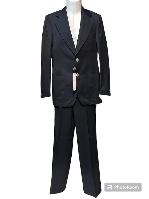 Vintage 70s Deadstock Men Suit Blue /navy/made in Italy by Mabro