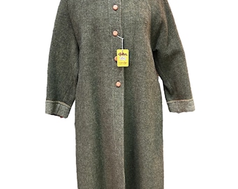 70s vintage coat green tweed/ /wool/ /jacket/by Poker/raglan/deadstock/green coat with 70s/Made in Italy