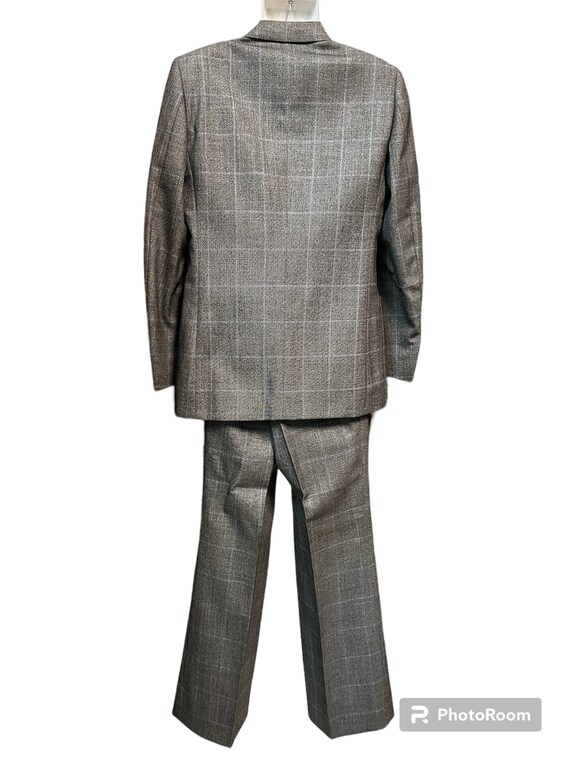 Vintage 70s Deadstock Men Suit Grey/blue/tartan/made in Italy by