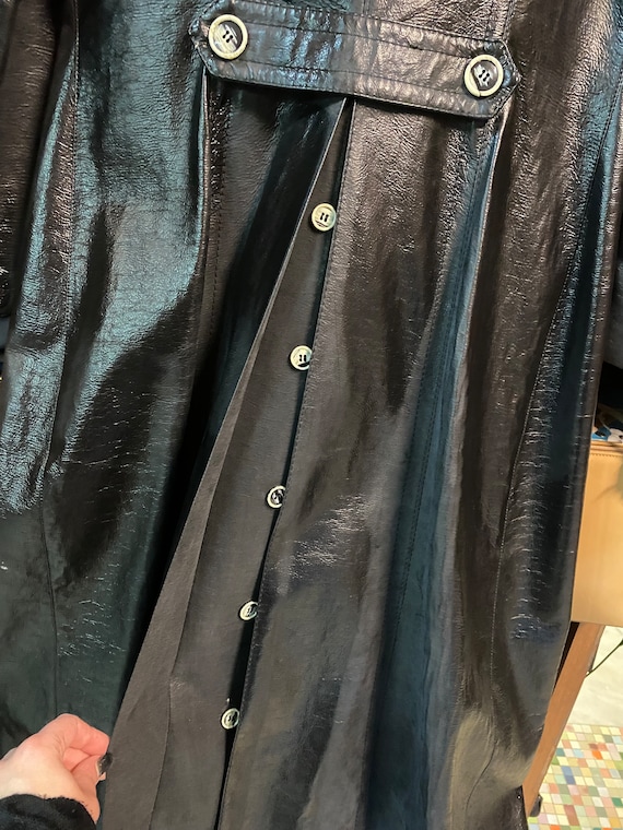 70s vintage leather black double-breasted/coat/ja… - image 9