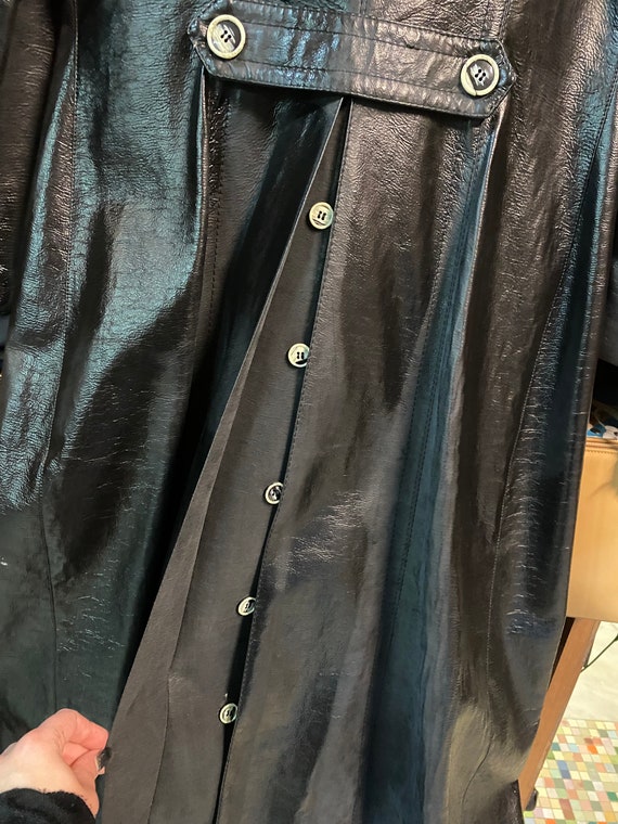 70s Vintage Leather Black Double-breasted/coat/jacket/ibruk 70s Vintage Leather Black Double-breasted/coat/jacket/ibruk