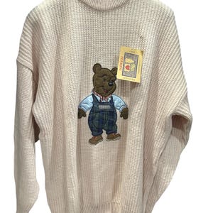 Vintage pink winnie the pooh bear oversize 90s wool company ferrone sweater - Made in Italy - deadstock - size M