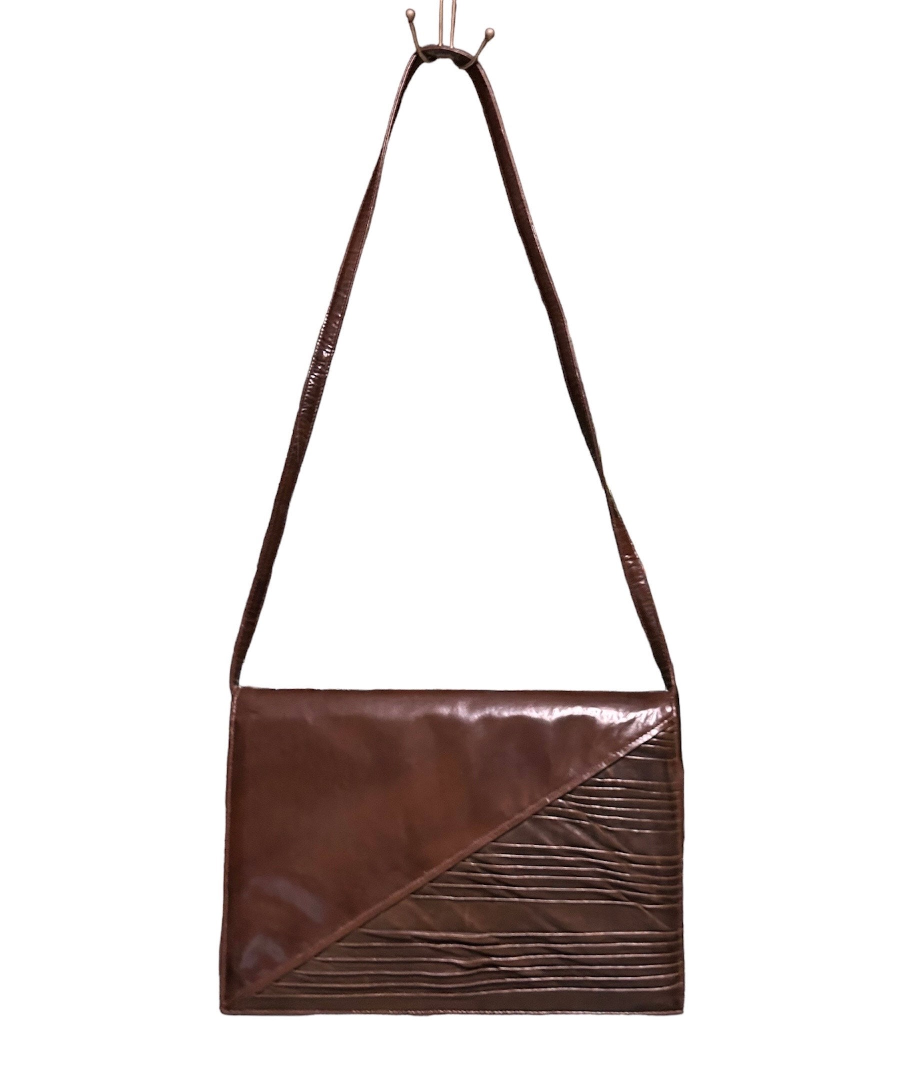 70s Vintage Shoulder Bag Leather Brown /brown Crossbag Made in