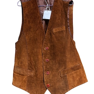 Vintage 90s suede and satin vest - Size 54