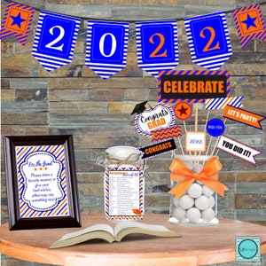 Blue & Orange School Colors Graduation Party Pack, Party Ideas ...