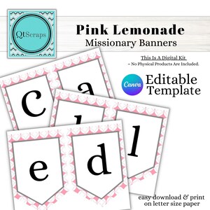 Pink Lemonade Banners for Missionary Reveal Party | Editable Canva Templates | Farewell Send-Off & Homecoming Decorations | Instant Download