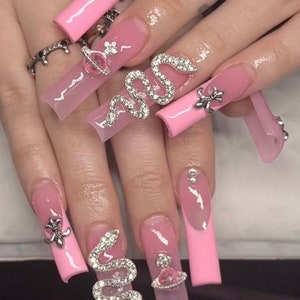 Neutral Pink Bling Press on Nails Short Press on Nails 