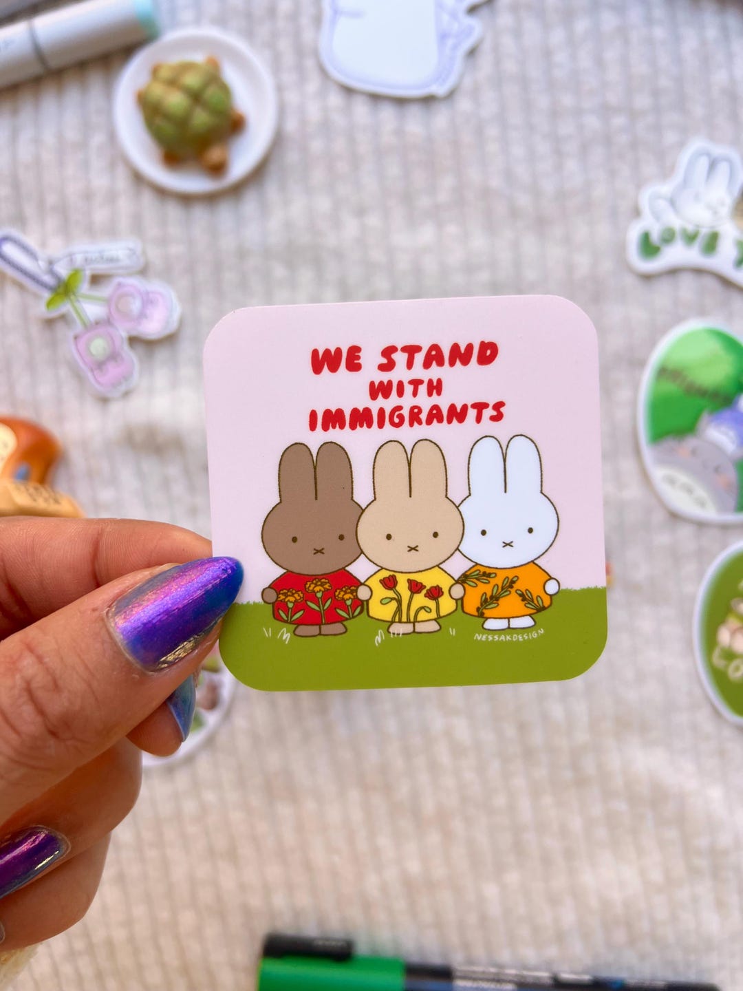 Immigrant Support Bunny Vinyl Waterproof Sticker - Etsy