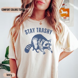 Stay Trashy Shirt, Retro Funny Graphic Tees, Racoon Shirt, Meme Graphic T-Shirt, Raccoon Lover Gift, Funny Graphic Shirt, Meme Graphic Tees