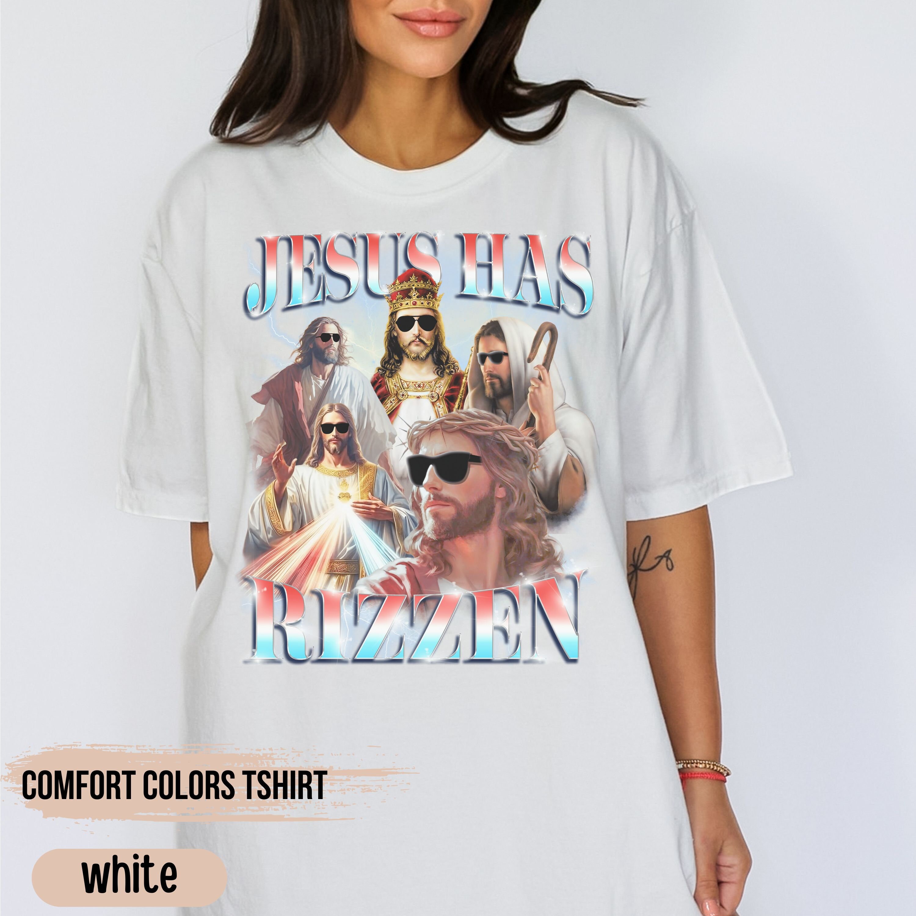 90s Vintage Bootleg Shirt, Jesus Bootleg Rap Tee, He is Rizzin' Funny ...