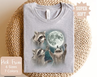 Racoons howling at the Moon T-shirt Shirt, Raccoon meme shirt, Raccoon Moon howling Shirt, Funny Raccoons head meme, Trash Panda Shirt