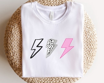 Lightning Bolt Graphic T-shirt, Leopard Zebra Cheetah Print