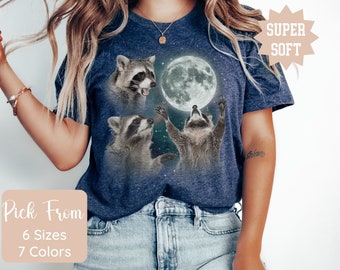 Racoons howling at the Moon T-shirt Shirt, Raccoon meme shirt, Raccoon Moon howling Shirt, Funny Raccoons head meme, Trash Panda Shirt