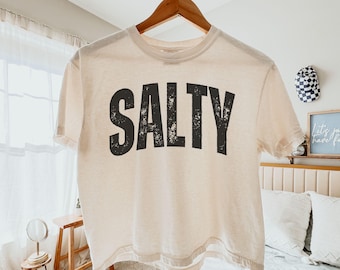 Comfort Colors ® Salty Boxy Crop Shirt, Trendy Beach Shirt, Summer Baby Tee, Vacation Shirt, Salty Shirt, Gift for Her, Sarcastic Shirt