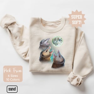 Three Possums Howling at Moon Vintage Shirt, Retro Opossum Lover Tshirt, Funny Possum Tee, Distressed Cotton Unisex Tee, Possum Gifts