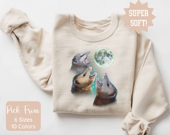 Three Possums Howling at Moon Vintage Shirt, Retro Opossum Lover Tshirt, Funny Possum Tee, Distressed Cotton Unisex Tee, Possum Gifts