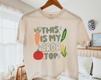 Comfort Colors® Funny Gardening Shirt, Garden Veggies Tee, Boxy Crop Top, Farmers Market Gift, Soft Vegetable Graphic T-Shirt, Cropped Shirt