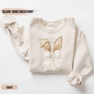 Coquette Bunny Ears Sweatshirt, Cute Easter Bunny Shirt, Aesthetic Soft Girl Spring Outfit, Rabbit Sweatshirt, Pastel Easter Gift for Women