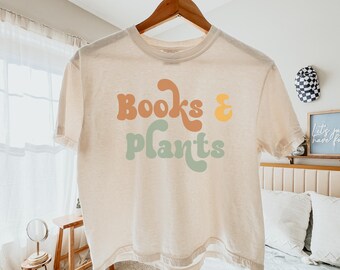 Comfort Colors Book Lover Boxy Crop Shirt, Plant Lover Shirt, Plant Mama, Bookworm Shirt, Books and Plants, Book Lover Gift for Plant Lover