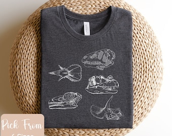 Dinosaur Skeleton Shirt Paleontology Shirt Dark Academia Clothing Aesthetic Clothes Dinosaur Tshirt Trex Dino Teacher Shirt Dinosaur Shirt