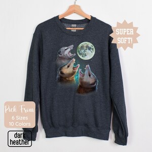 Three Possums Howling at Moon Sweatshirt, Retro Opossum Lover Sweatshirt, Funny Possum Tee, Distressed Cotton Unisex Tee, Possum Gifts