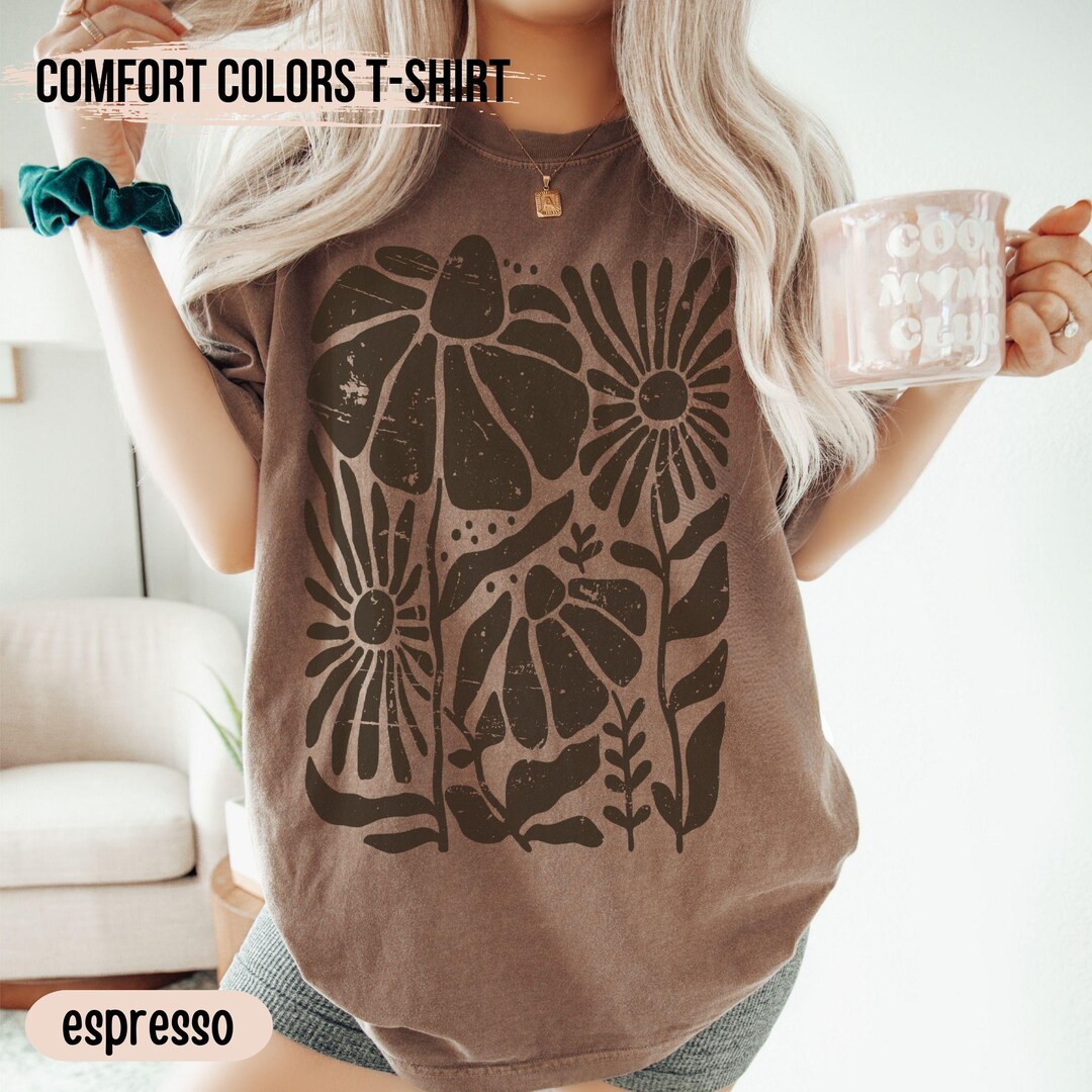 Boho Wildflowers Comfort Colors Shirt, Distressed Flowers Tshirt ...
