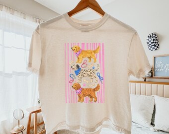 Comfort Colors Dog Lover Shirt, Summer Boho Boxy Crop Top, Dog Mom T-shirt, Dog Tshirt, Retro Graphic, Gift for Dog Lover, Boxy Tee
