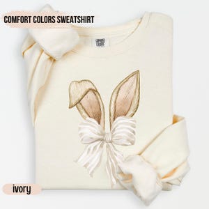 Coquette Bunny Ears Sweatshirt, Cute Easter Bunny Shirt, Aesthetic Soft Girl Spring Outfit, Rabbit Sweatshirt, Pastel Easter Gift for Women